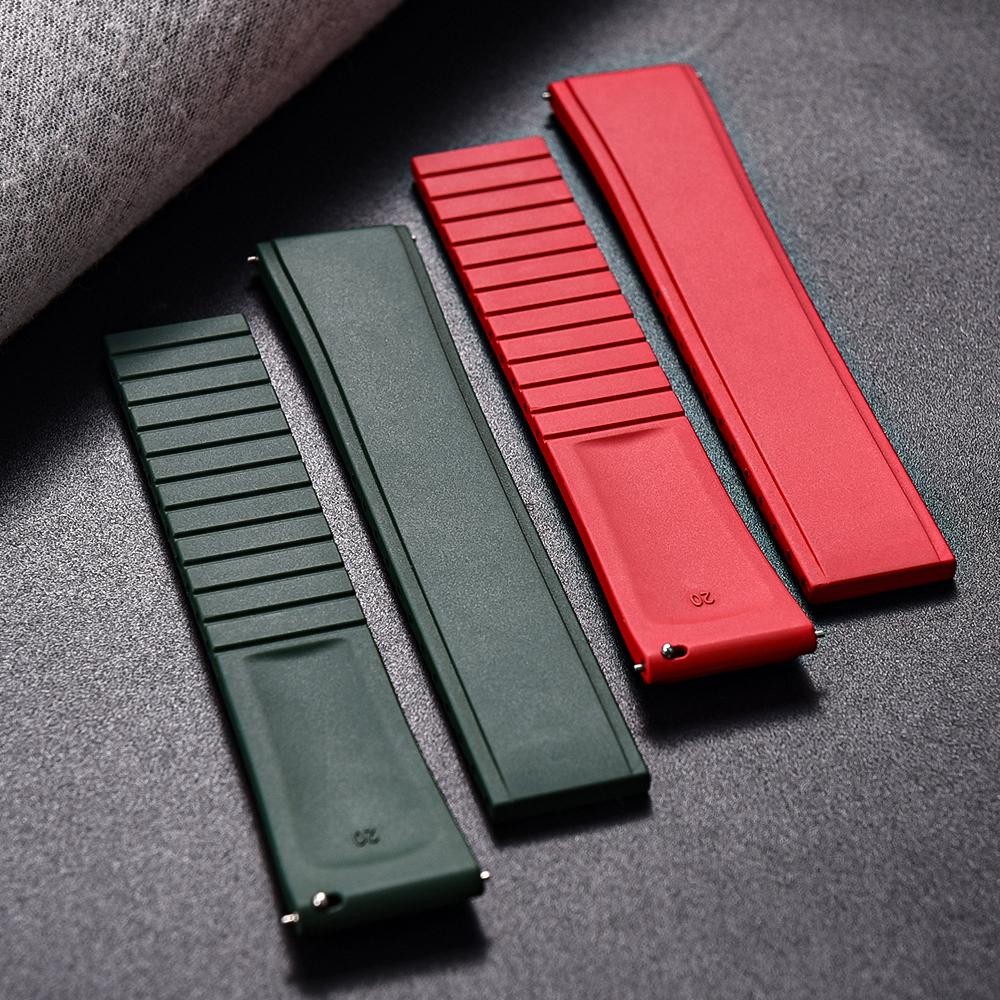 19mm 20mm 21mm 22mm CTS FKM Rubber Strap Convex Shape Quick Release Cut To Size