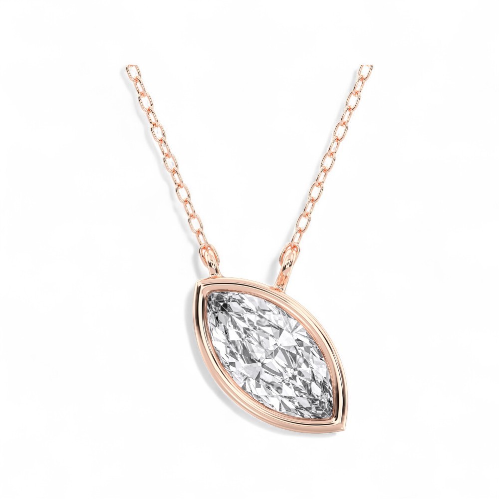 Certified Lab Grown Diamond 0.73CT Marquise Solitaire Pendant Necklace 14k Gold