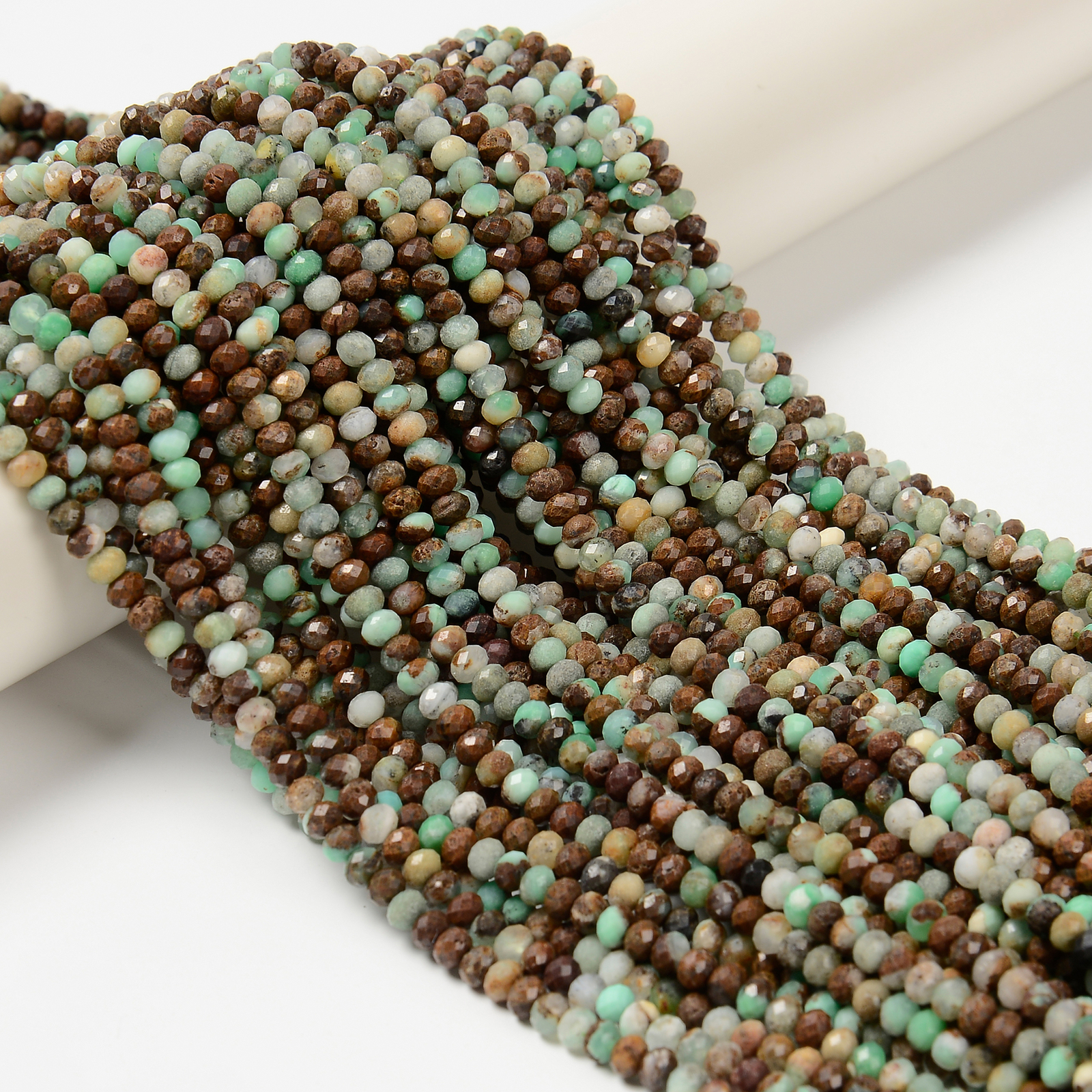 Brown Green Chrysoprase Faceted Rondelle Beads Size 2.5x3mm 3x4mm 15.5” Strand