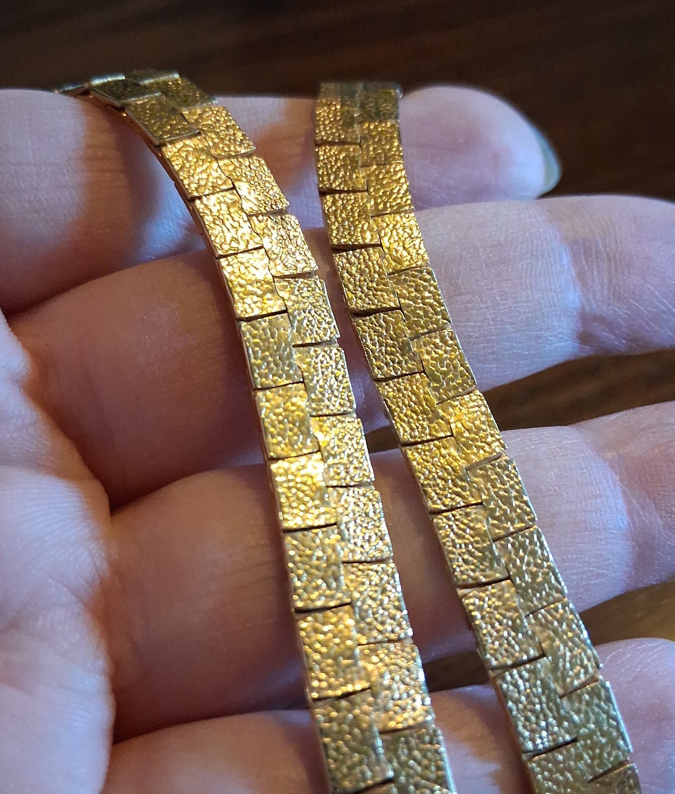 19″ Faux Gold Nugget Style 8mm Wide Chain Vintage(?) See Pics/Description