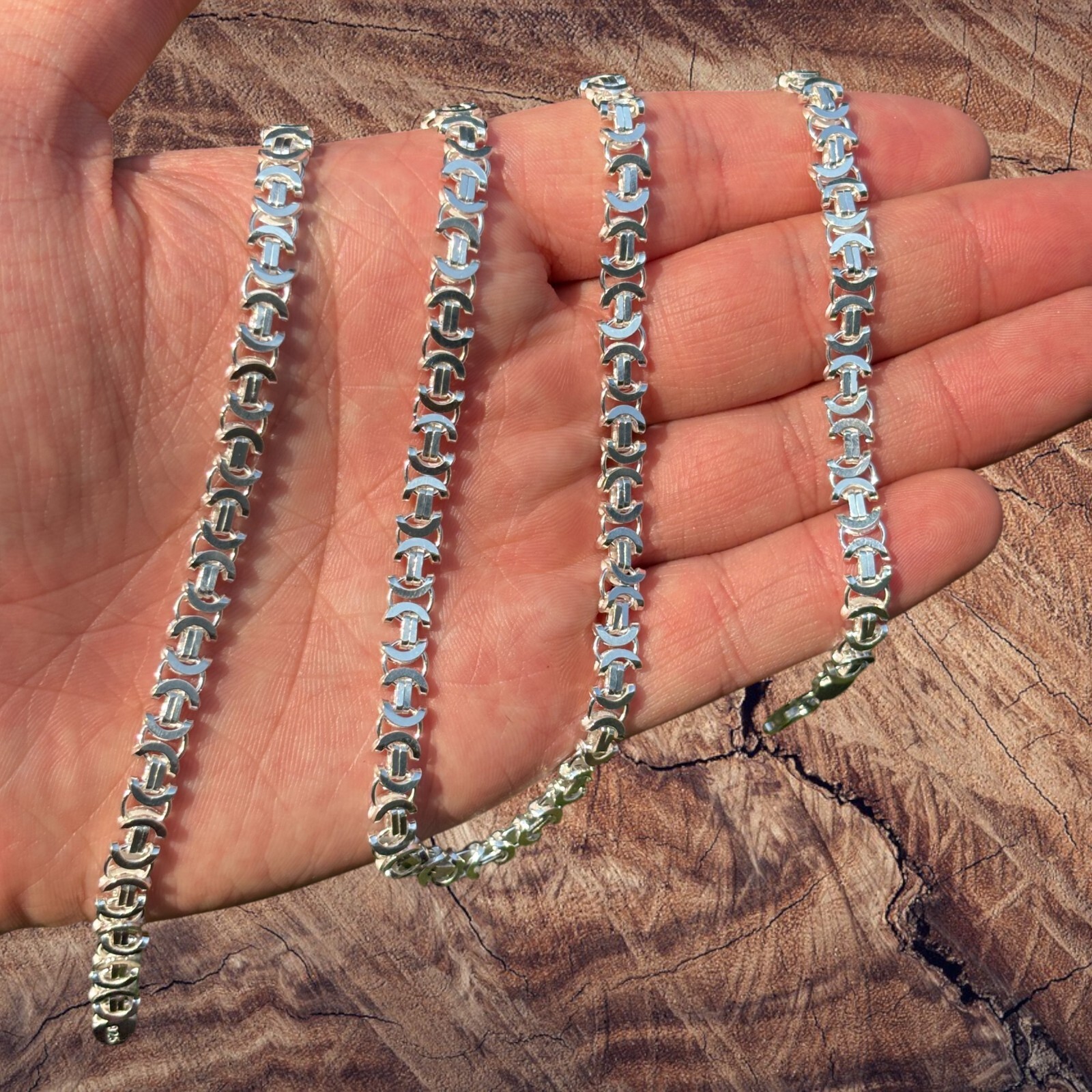 6mm Flat Byzantine Chain Necklace – Real Solid 925 Sterling Silver ITALY