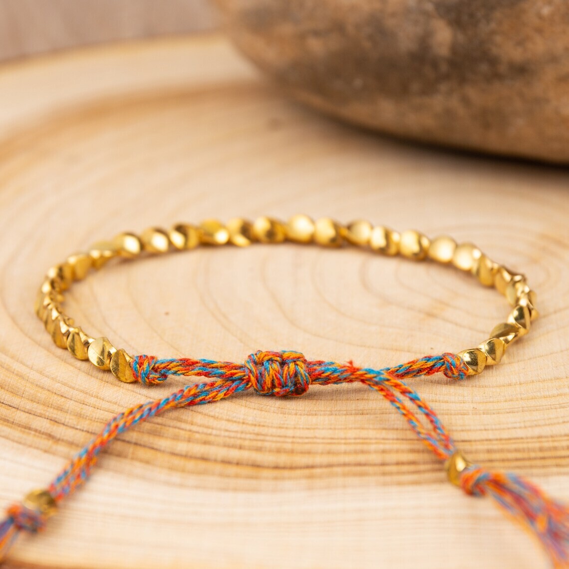 Tibetan Copper Beaded Braided Bracelet Wealth Luck Strength Bracelets Hand Woven