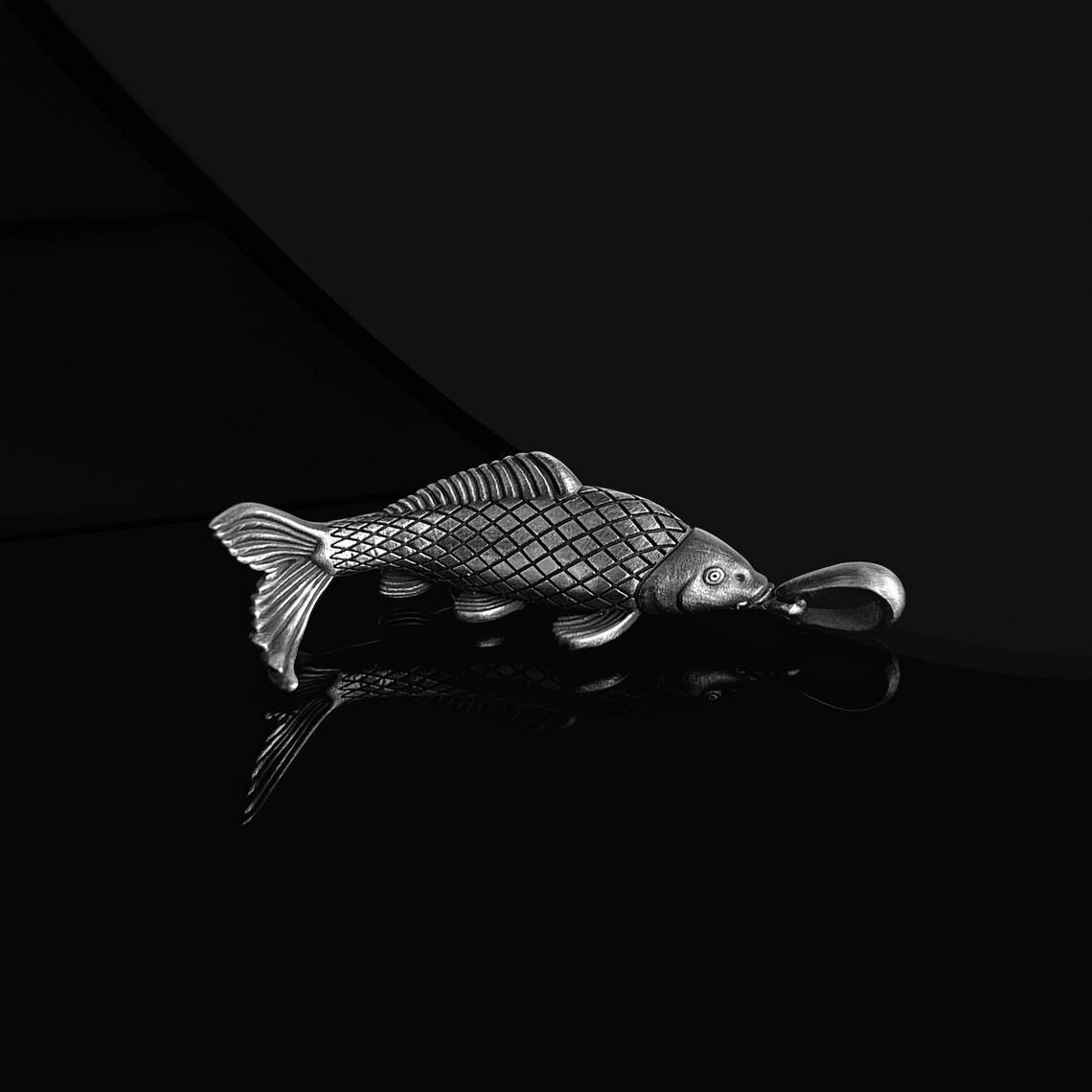 Japanese Koi Fish Necklace 925 Sterling Silver Pendant Necklace US Duty Free