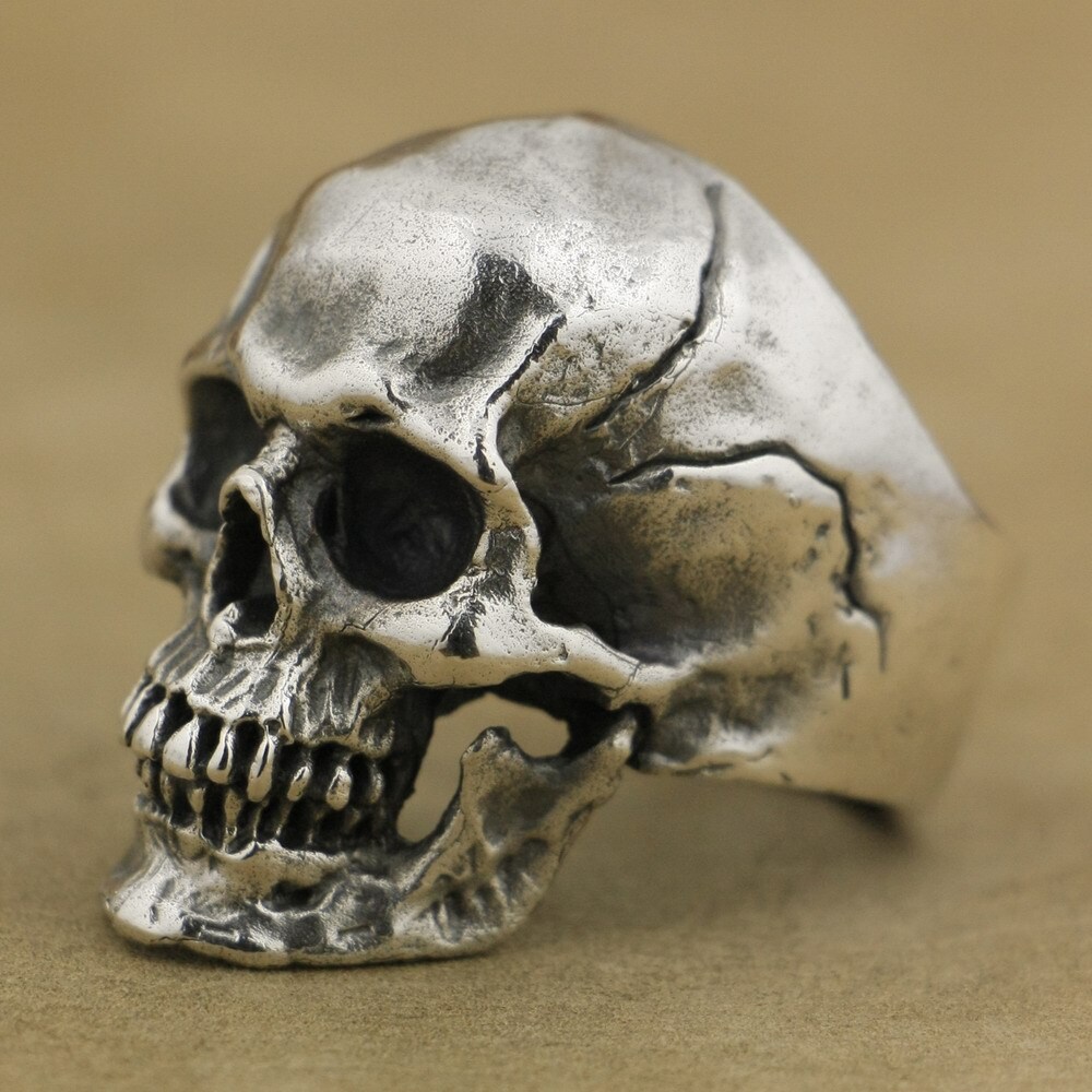 925 Sterling Silver Heavy Skull Ring Mens Biker Gothic Ring Punk Jewelry TA50D