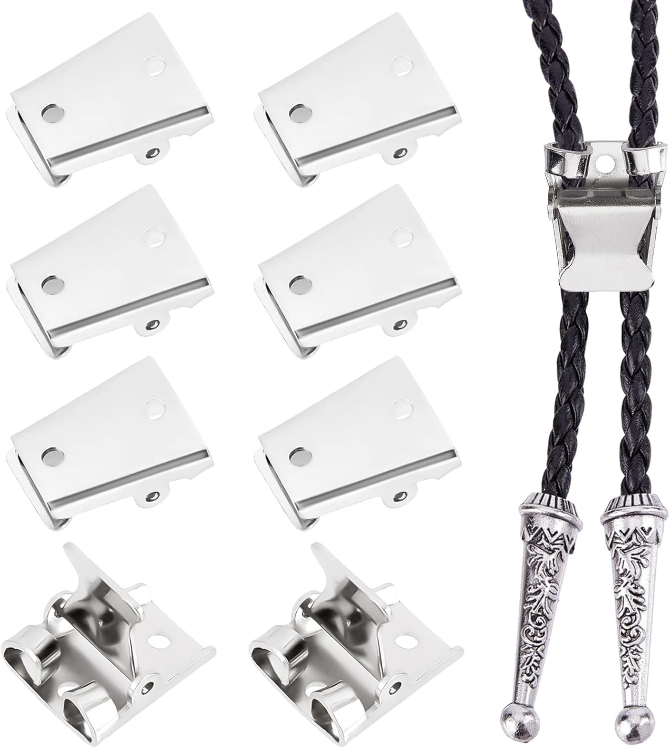 CHGCRAFT 10 Pcs Iron Bolo Tie Slider Clasp Platinum Color Bolo Tie Buckle Access