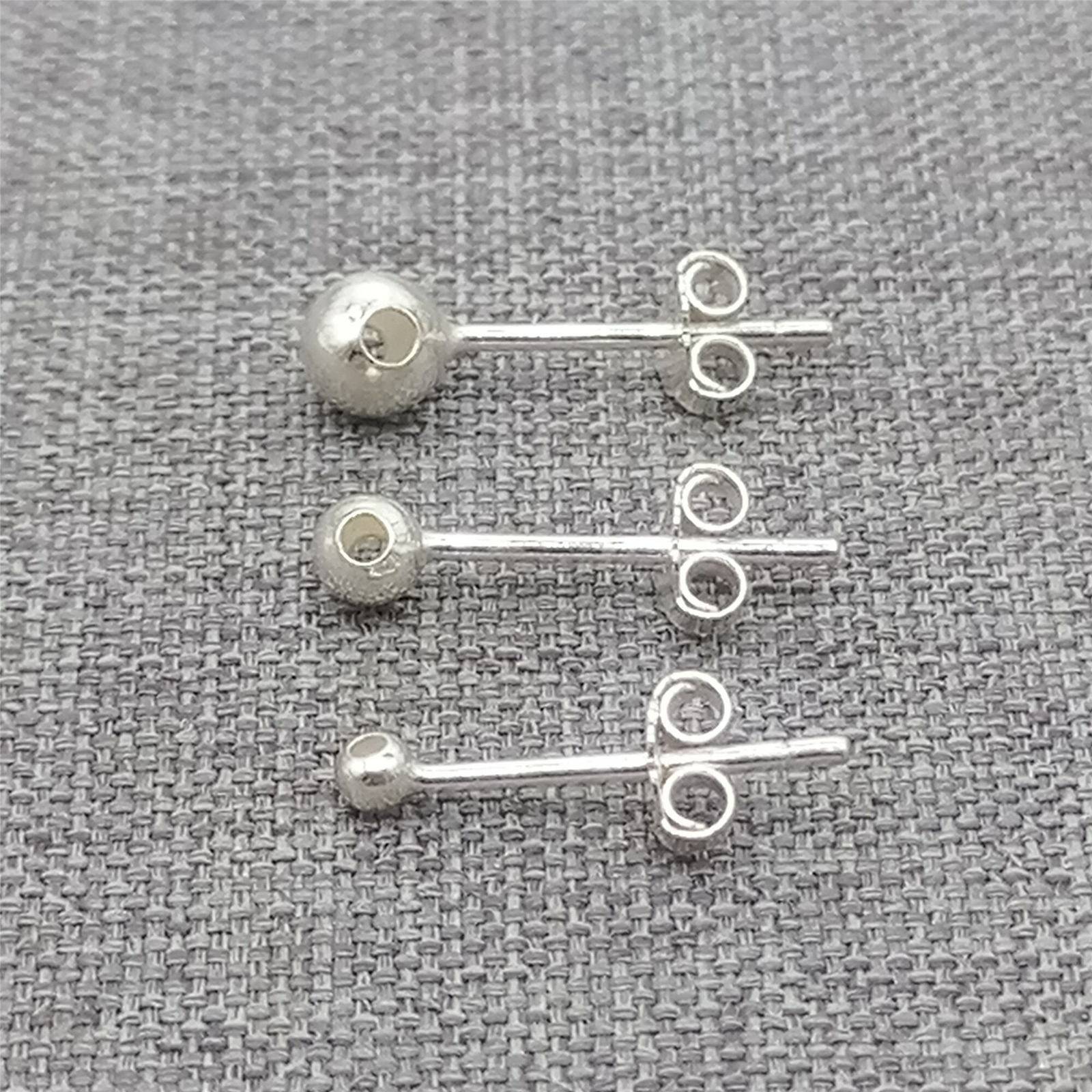 10prs of 925 Sterling Silver Bead Stud Ear Earring Posts Hole 0.85mm 1.1mm 1.3mm