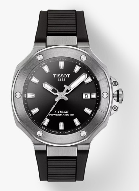 Tissot T-Race Powermatic 80 Black Dial Silicone Strap Men’s Watch T1418071705100