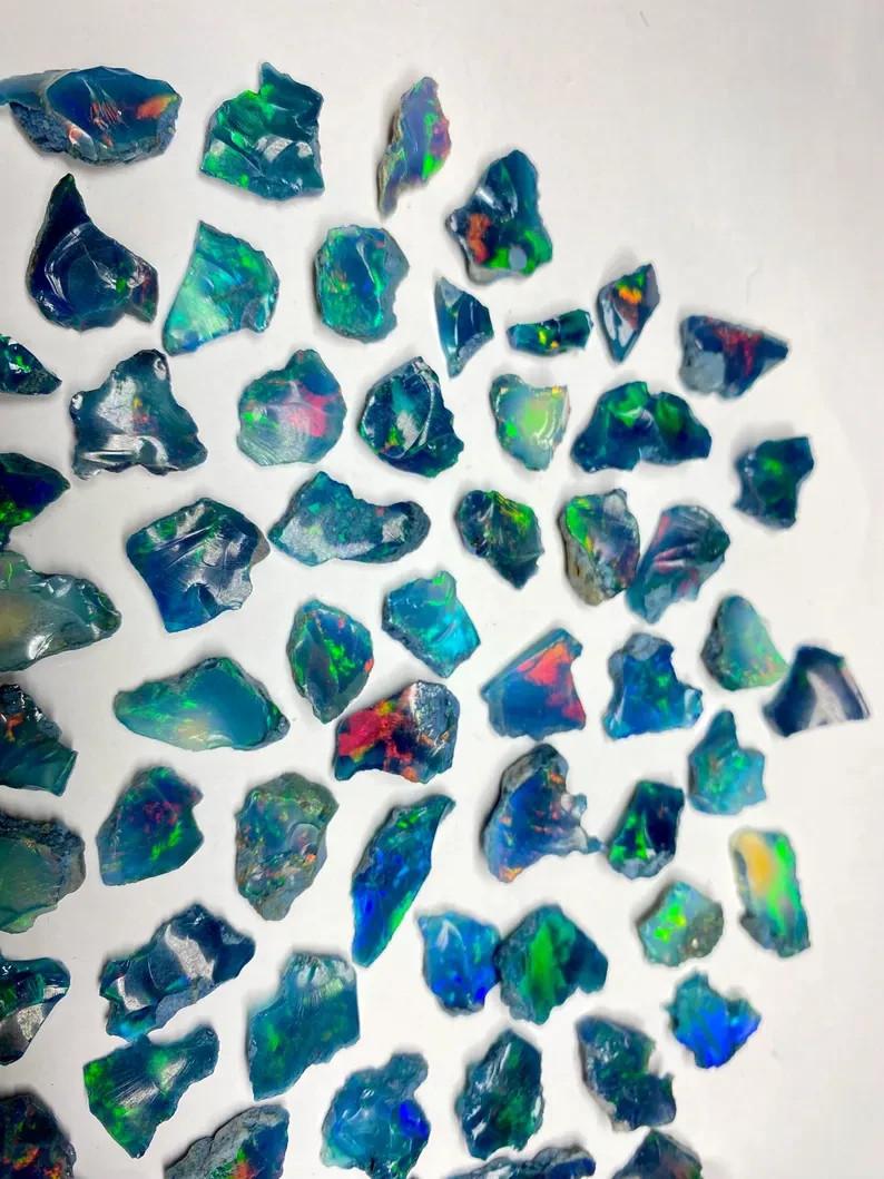 100 Cts Natural Ethiopian Black Opal Rough Welo Opal Multi Fire Raw Gemstones