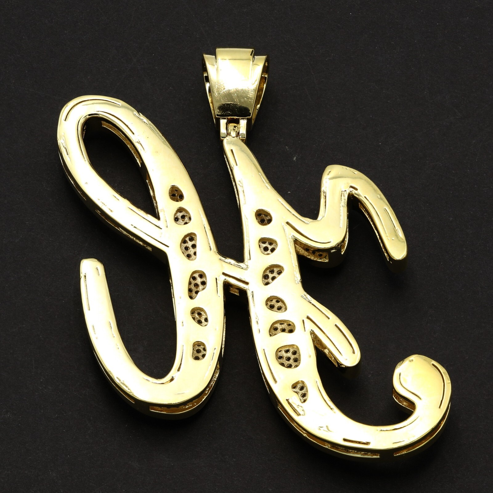 14K Gold Plated Cubic Zirconia Prong Pave Setting Man’s Initial Pendant