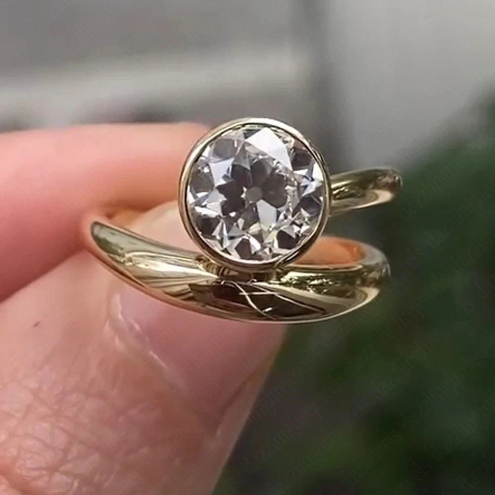 4 CT Round F-VS1 Lab Grown Diamond Women Wedding Band Ring 14K Yellow Gold IGI
