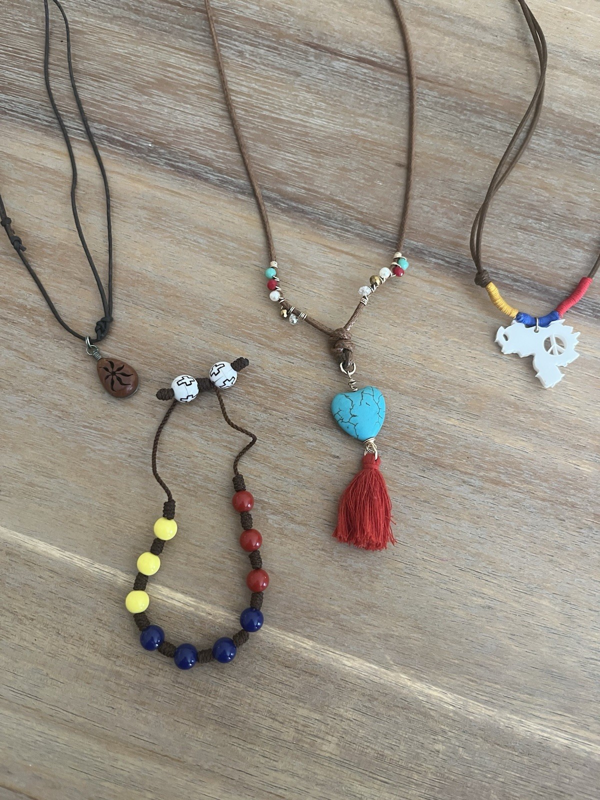 Multicolor Cord Jewelry Mixed Lot 6pc Necklaces Pendants Bracelet Turquoise