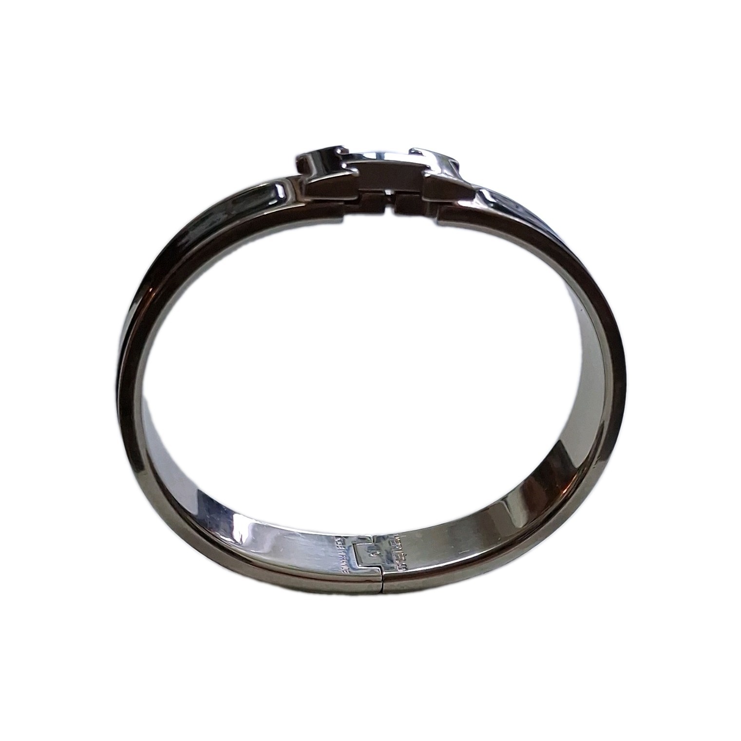 Hermes Black Enamel Palladium Plated Clic-H Narrow PM Bracelet