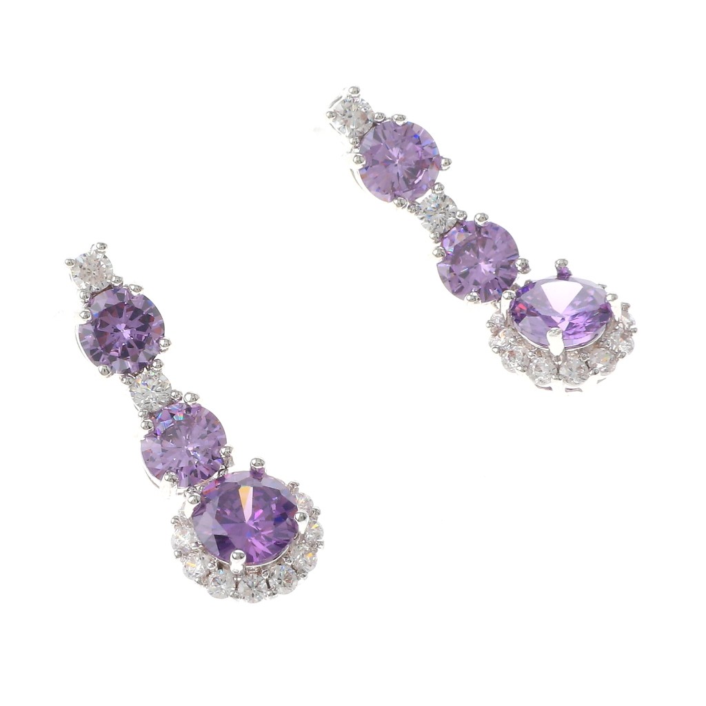 Silver Tone Alloy Metal Cubic Zirconia Post Earrings With Rhinestone JWE1879…