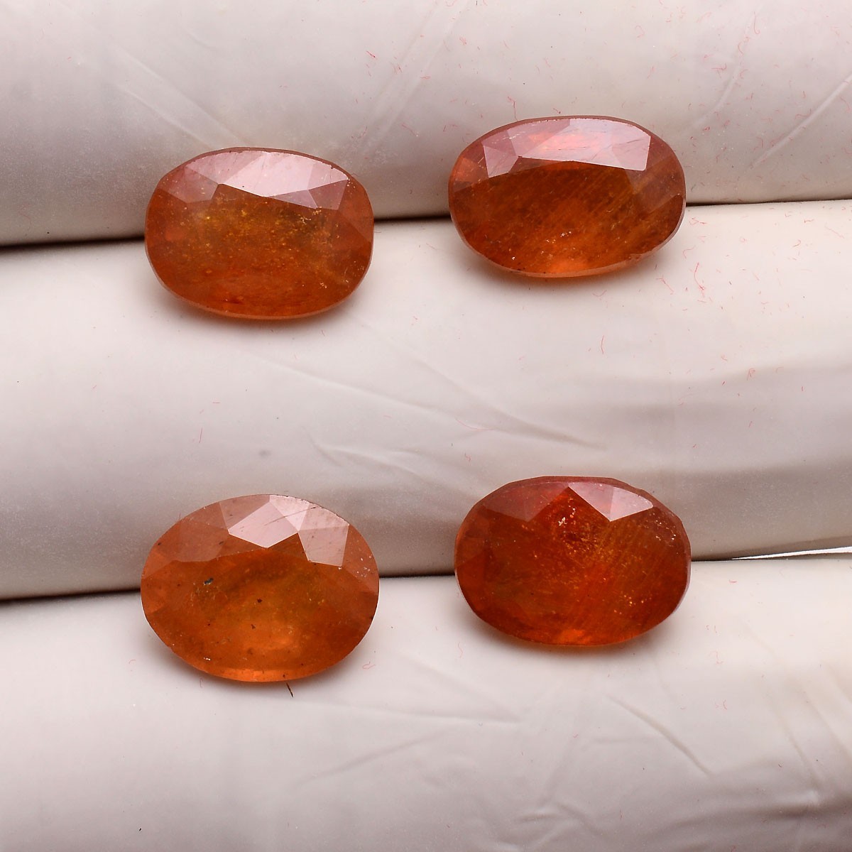 Set Of 4 Pcs Natural Yellow Sapphire 12.36mm-12.74mm Oval Cut Loose Gemstones