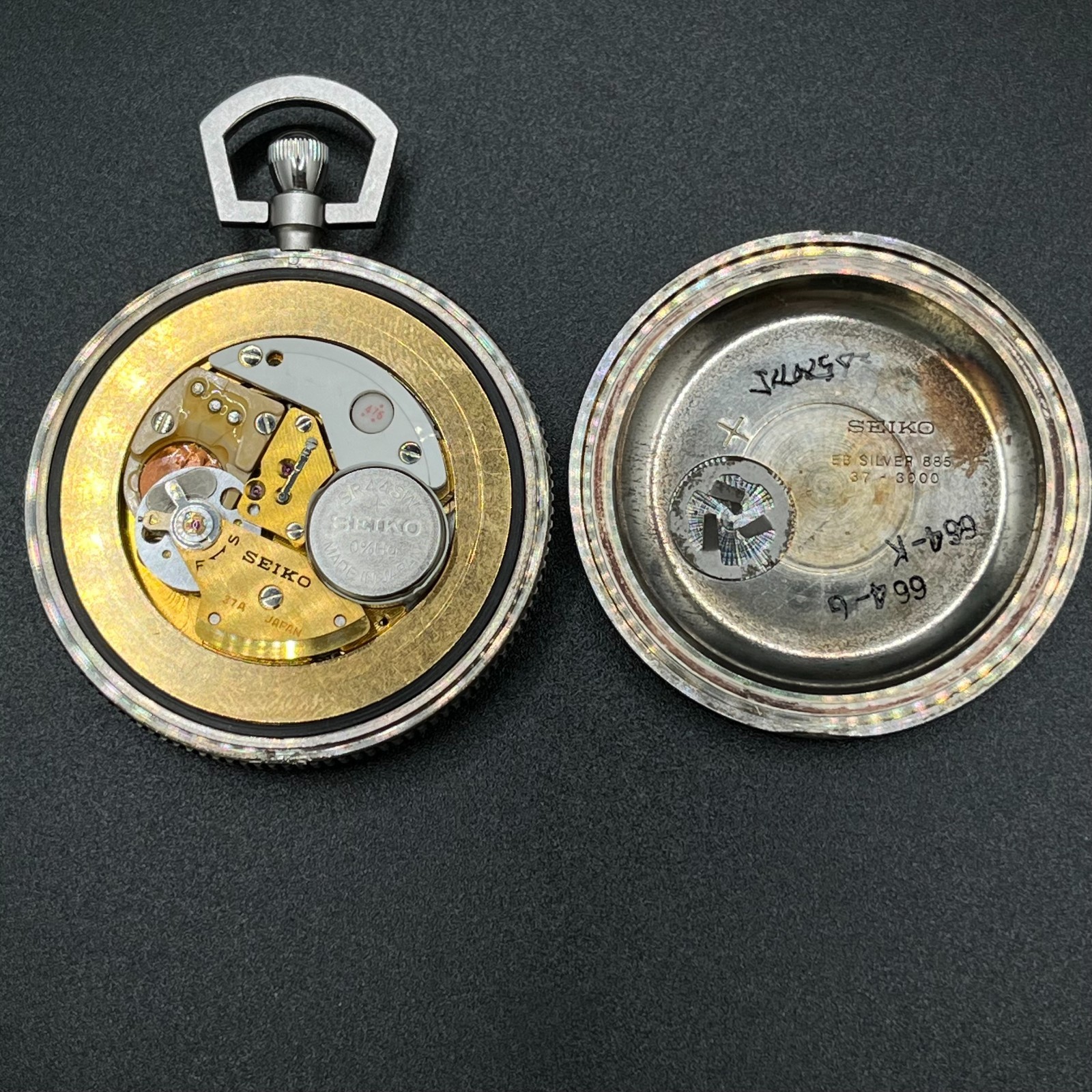 Rare SEIKO Silver 885 Pocket Watch Double Headed Eagle Dentsu 70th Anniv Working