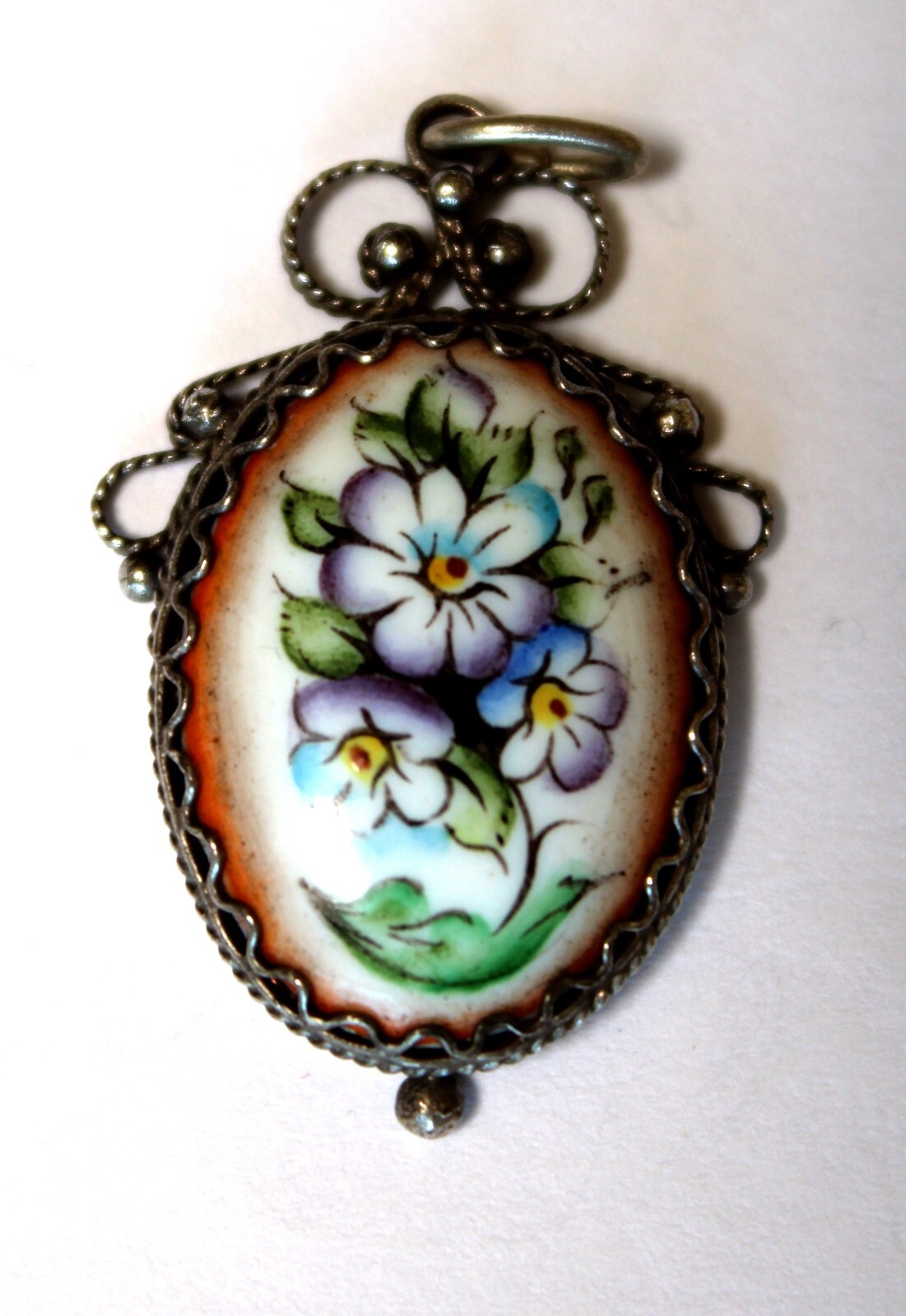 Vintage Unique Enamel Hand Painted Russia Finift Jewelry Pendant 4 Variation #76