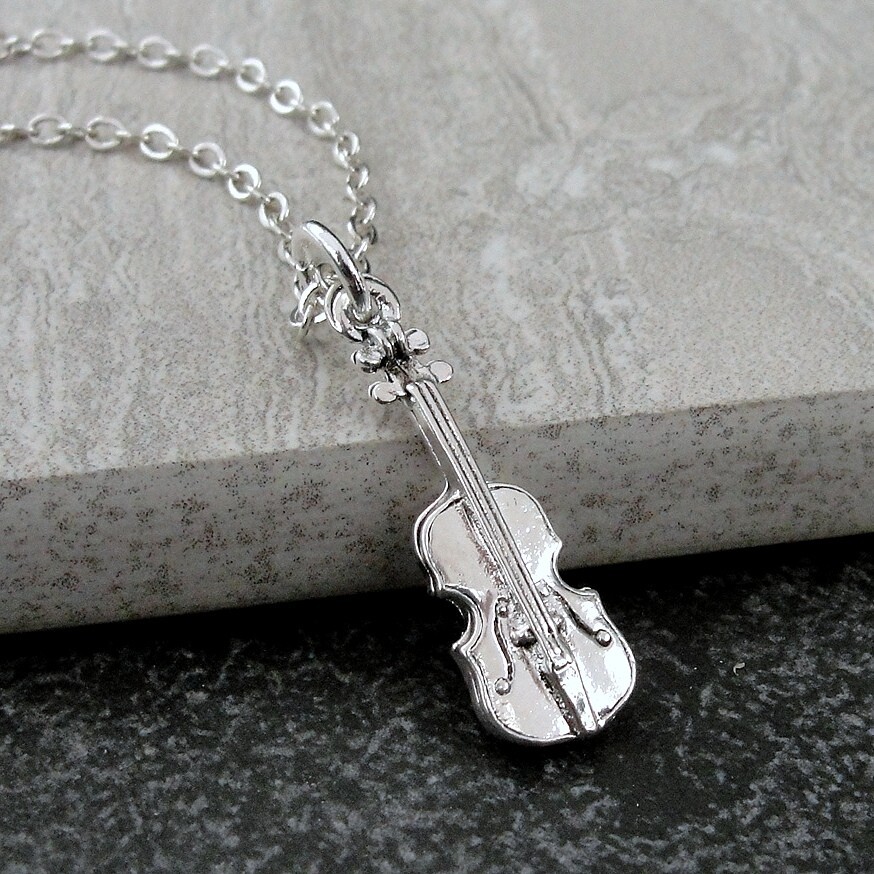 Silver Violin Necklace – Cello Necklace – Fiddle Charm – Violinist Jewelry