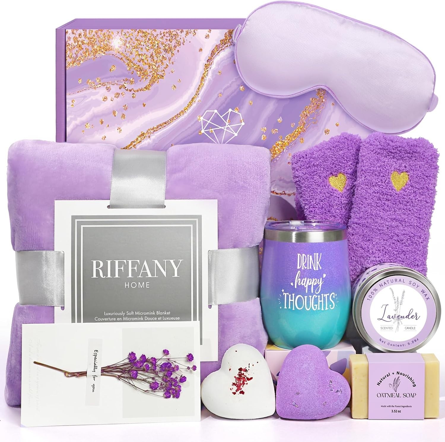 Luxury Flannel Blanket and Lavender Spa Basket: Enchanting Gift Experience