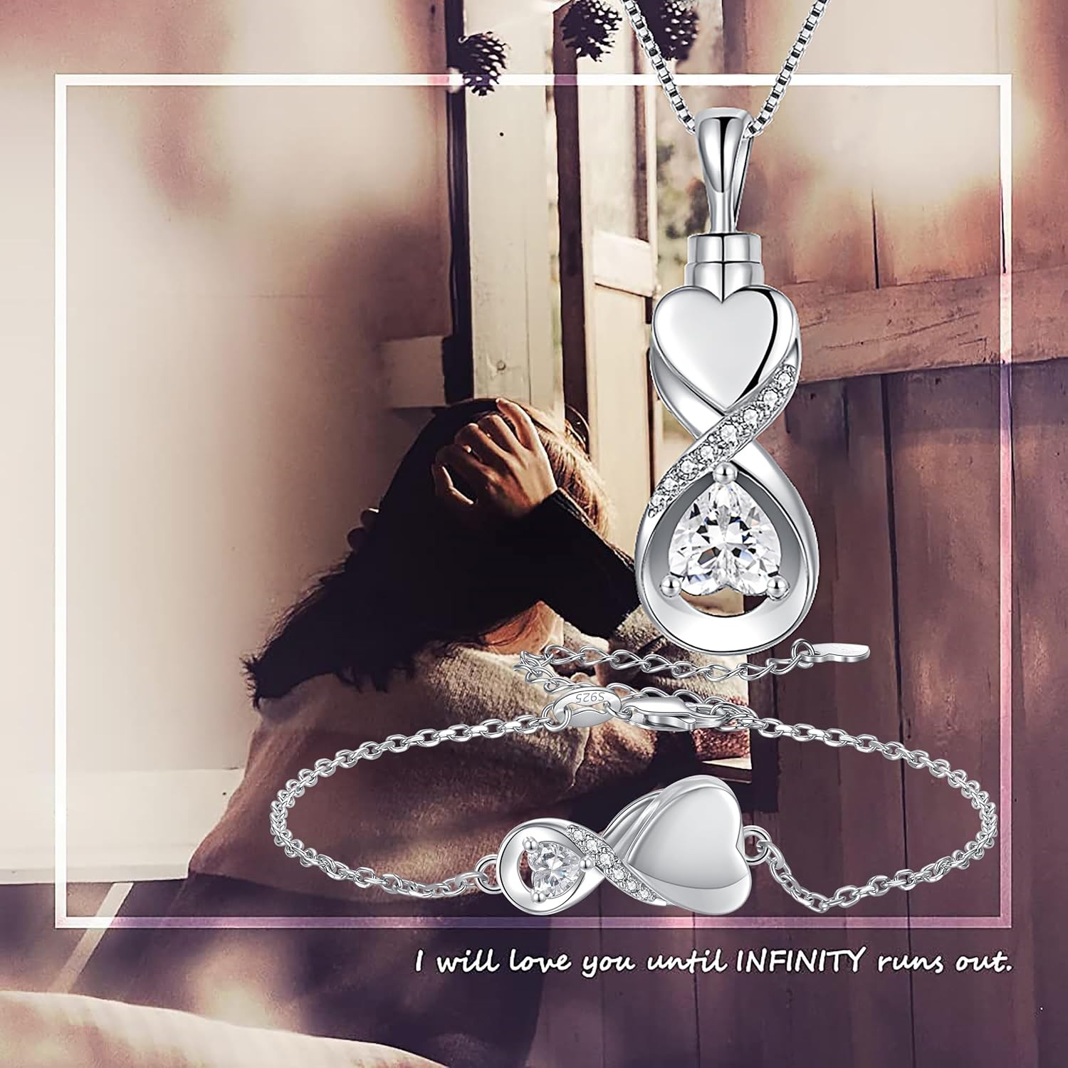 Infinity Cremation Urn Bracelet for Ashes Sterling Silver Memorial Gifts Women