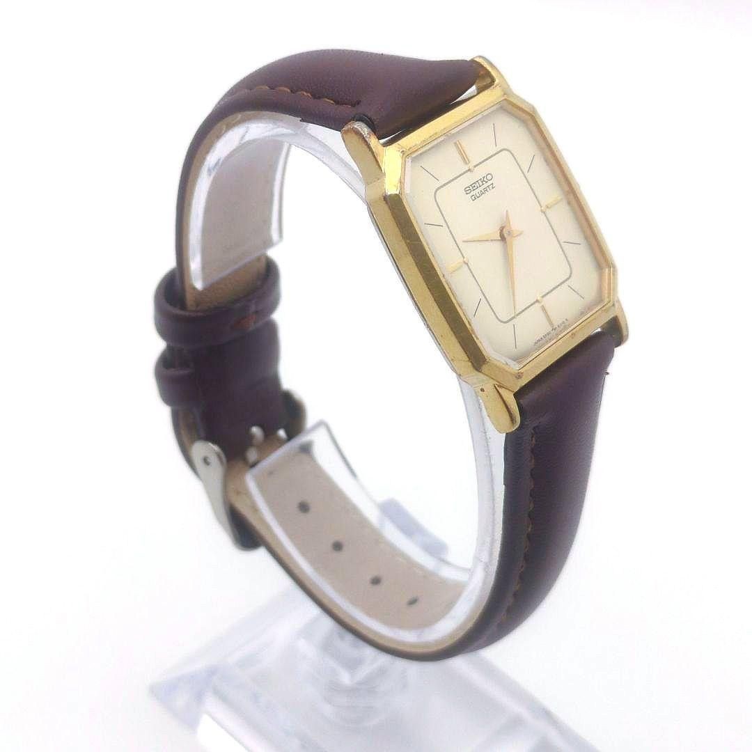 Good Condition SEIKO Boys Men s Watch Octagon New Belt Gold Square Working Item