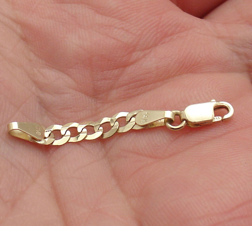 4.7mm Curb Link Necklace Extender for Pendant Charm REAL Solid 14K Yellow Gold