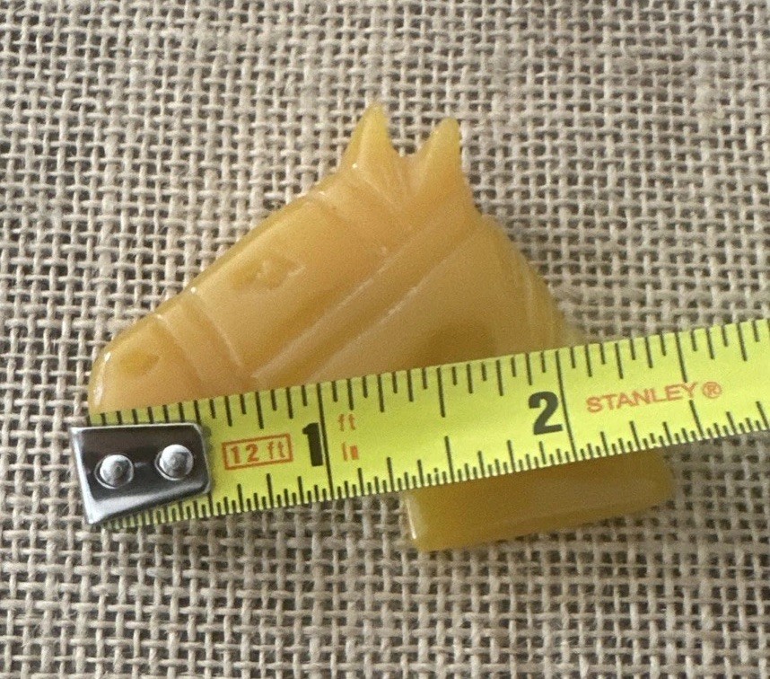 Vintage Carved Plastic Horse Head Pin Brooch By Classic Hardware