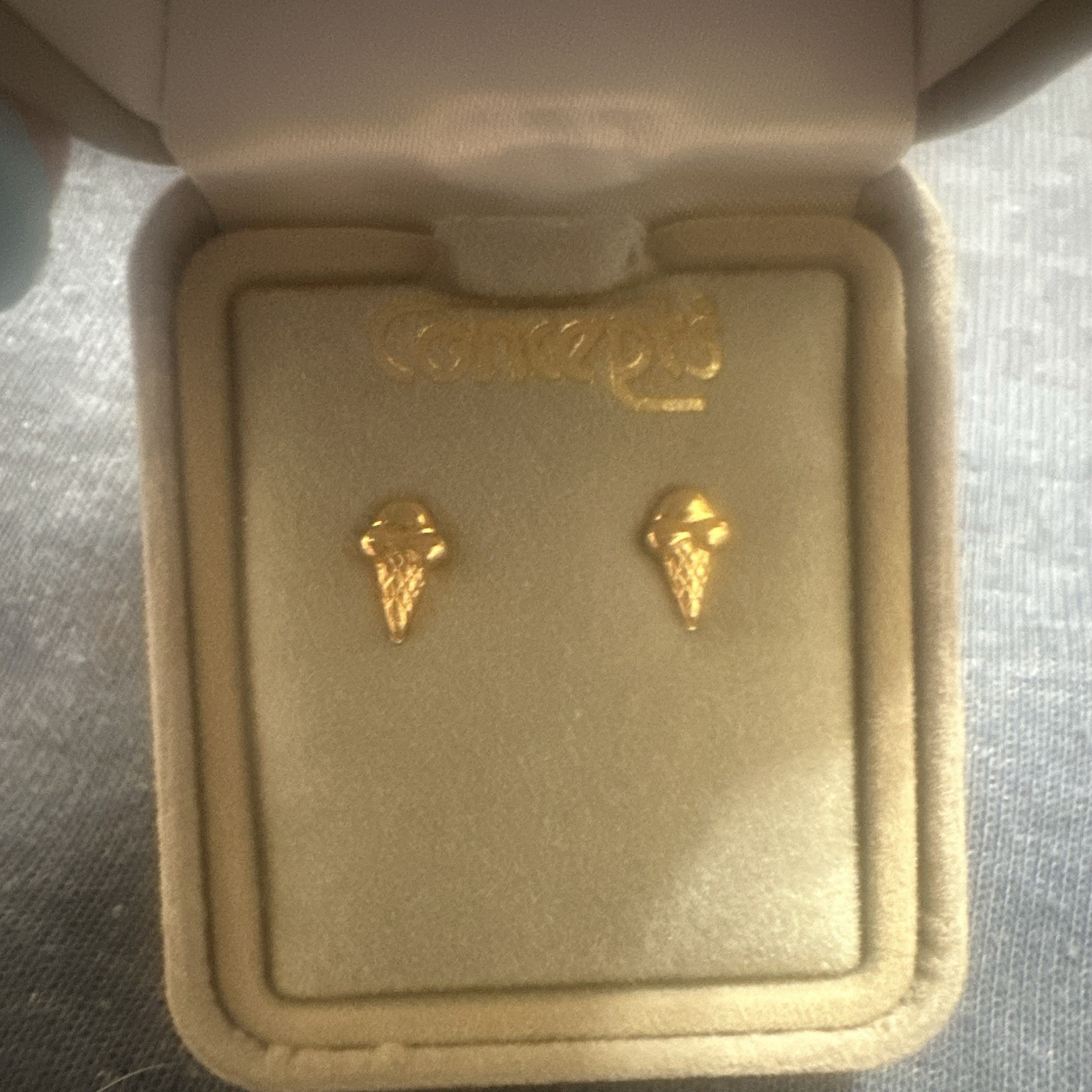 Concepts Gold Tone Nickel-Free Ice Cream Cone Stud Earrings for Sensitive Ears