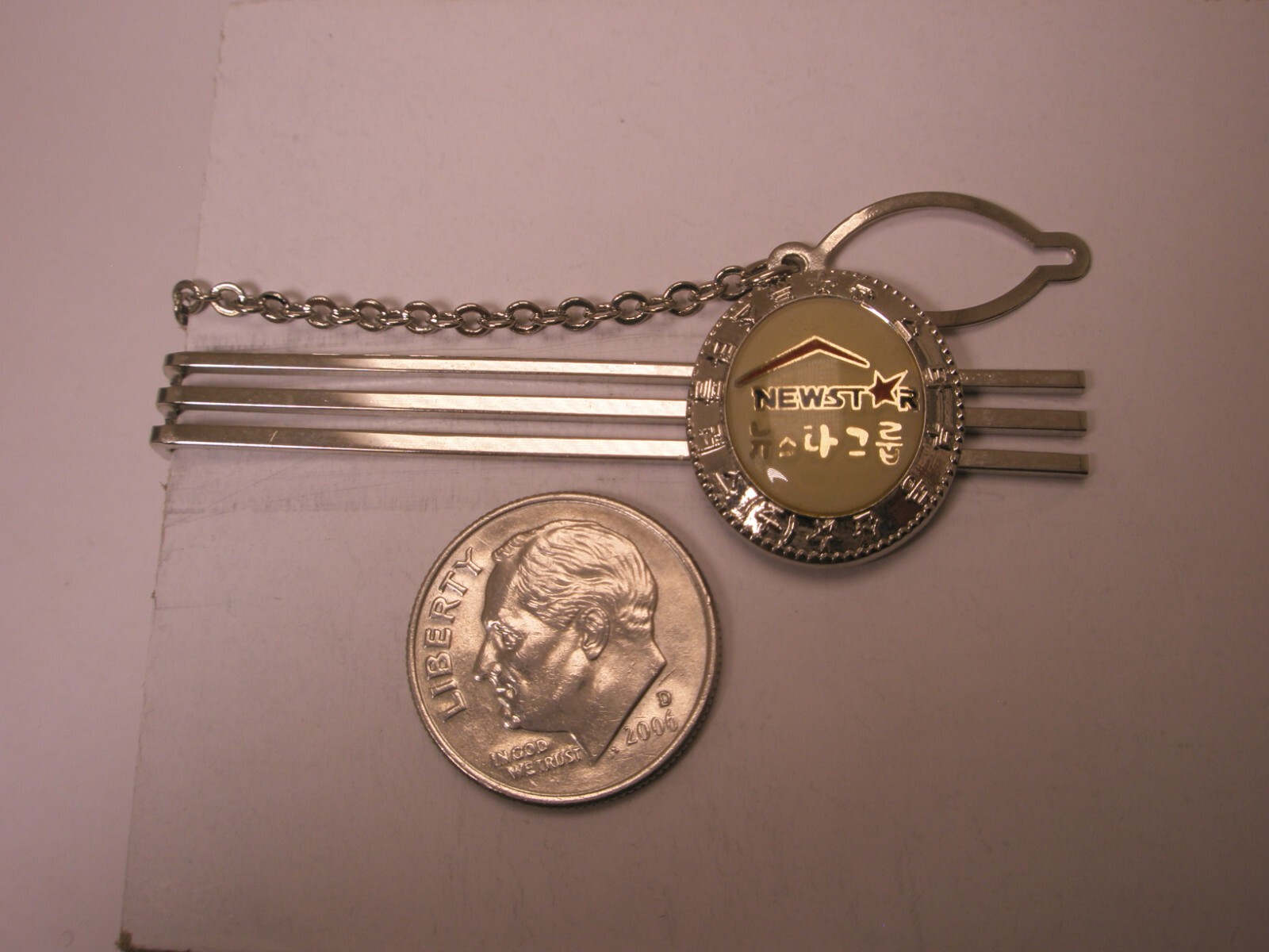 Newstar Realty & Investment Vintage Tie Bar Clip w/chain corporate logo