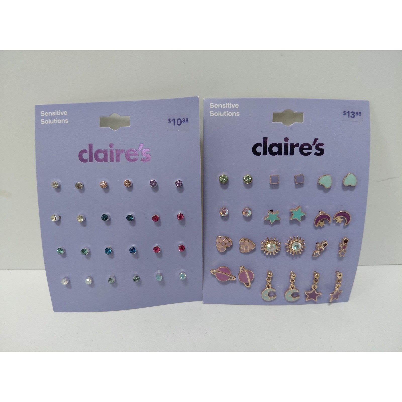 Claires Sensitive Solutions Earring Set 24 Pairs Celestial Stars Moon Rhinestone
