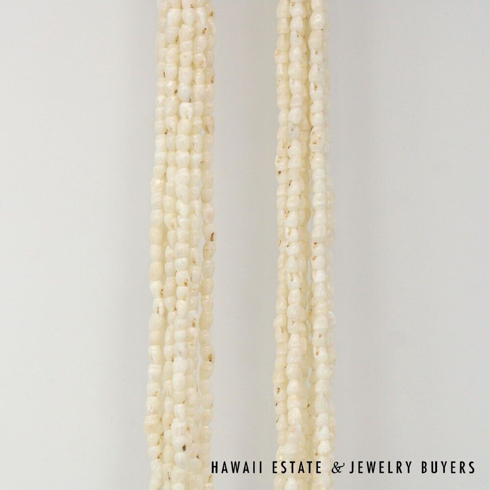 Ni’ihau Shell Wedding Lei 10 Strand Pololei Laiki Ke’oke’o Apu’upu’u 50 Inch
