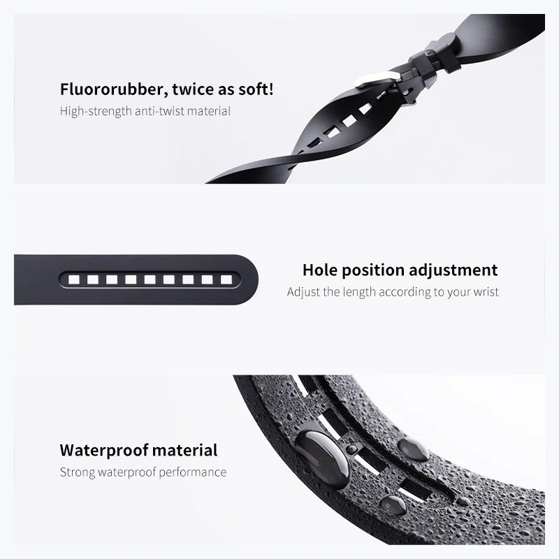 23mm FKM Rubber Watch Strap Band For Blancpain Fifty Fathoms 5000 5015 5054