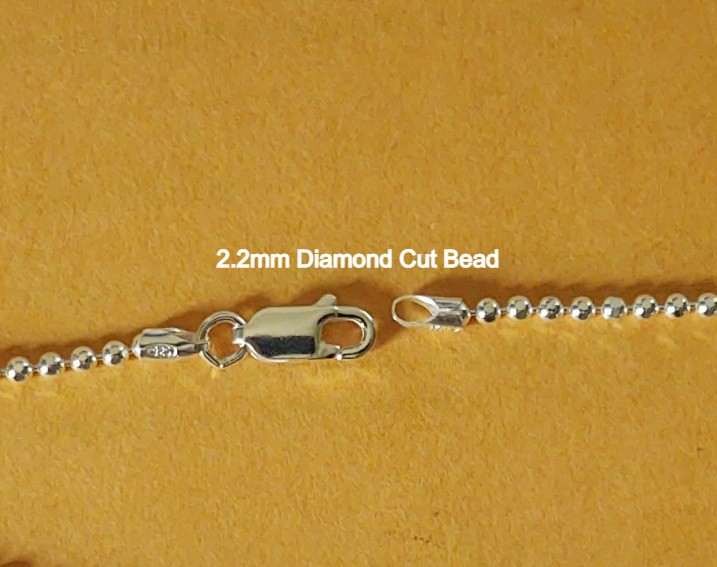 Diamond Cut Bead Necklace Chain / Sterling Silver (Made in Italy)