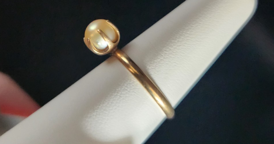 Art Carved Antique 14k Solid Yellow Gold Pearl 6 Prong Ring Size 7 Engagement