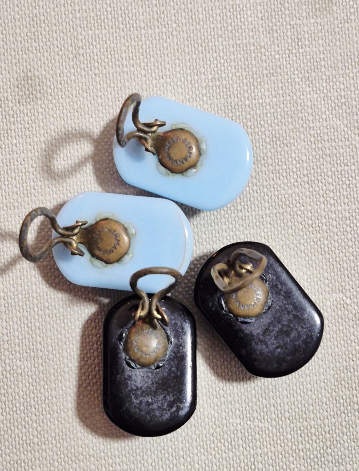 Vintage West Germany Clip-On Earrings Lot | Opaque Light Blue & Glossy Black