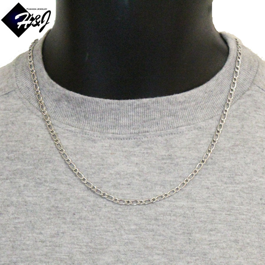 20″Men’s Women’s Stainless Steel 3mm Silver Figaro Link Chain Necklace*10grams