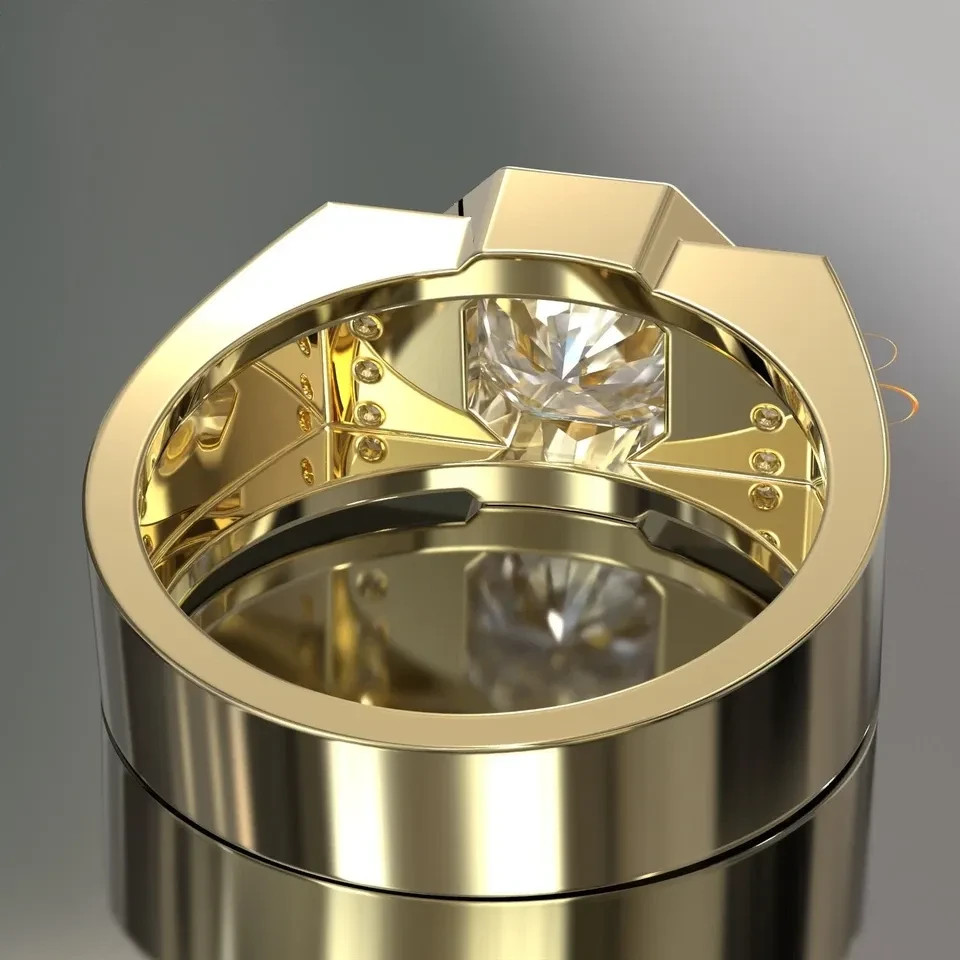 Rare 3.15 Ct Certified White Diamond Men’s Solitaire Ring 925 Silver Free Tariff