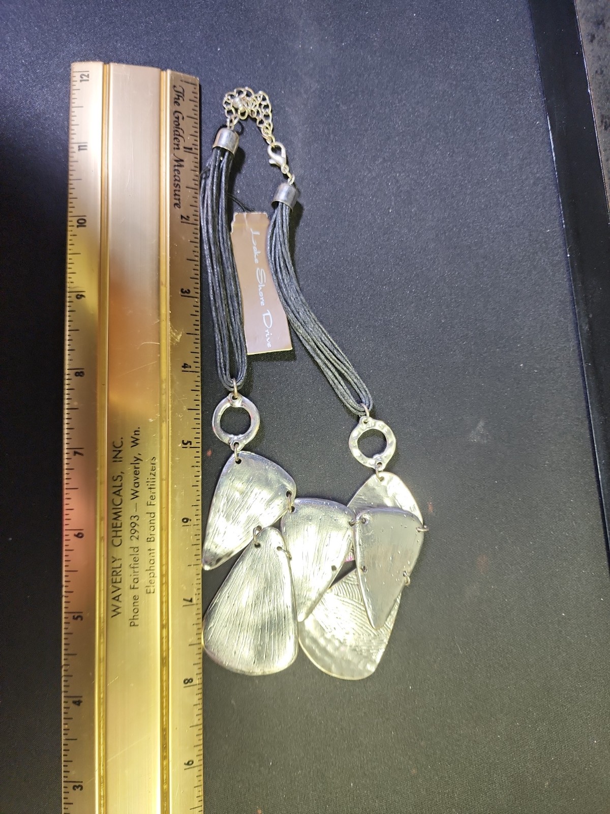 Lake Shore Drive Silver Tone Bib Necklace Hammered Metal Statement Jewelry