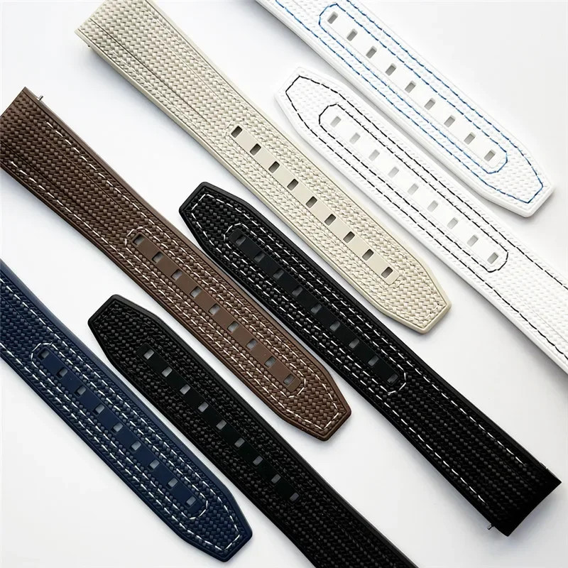 20mm Quick Release Weave Silicone Rubber Strap Curved End Band Tool For Watch