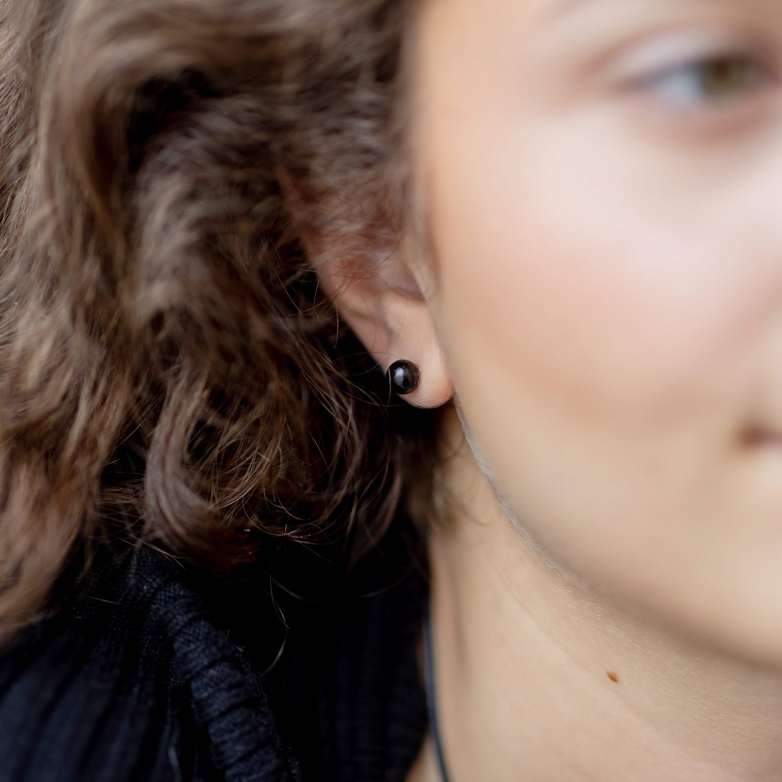 Black Tourmaline Schörl Stud Earrings 6mm Ball Gemstone Earrings 925 Silver