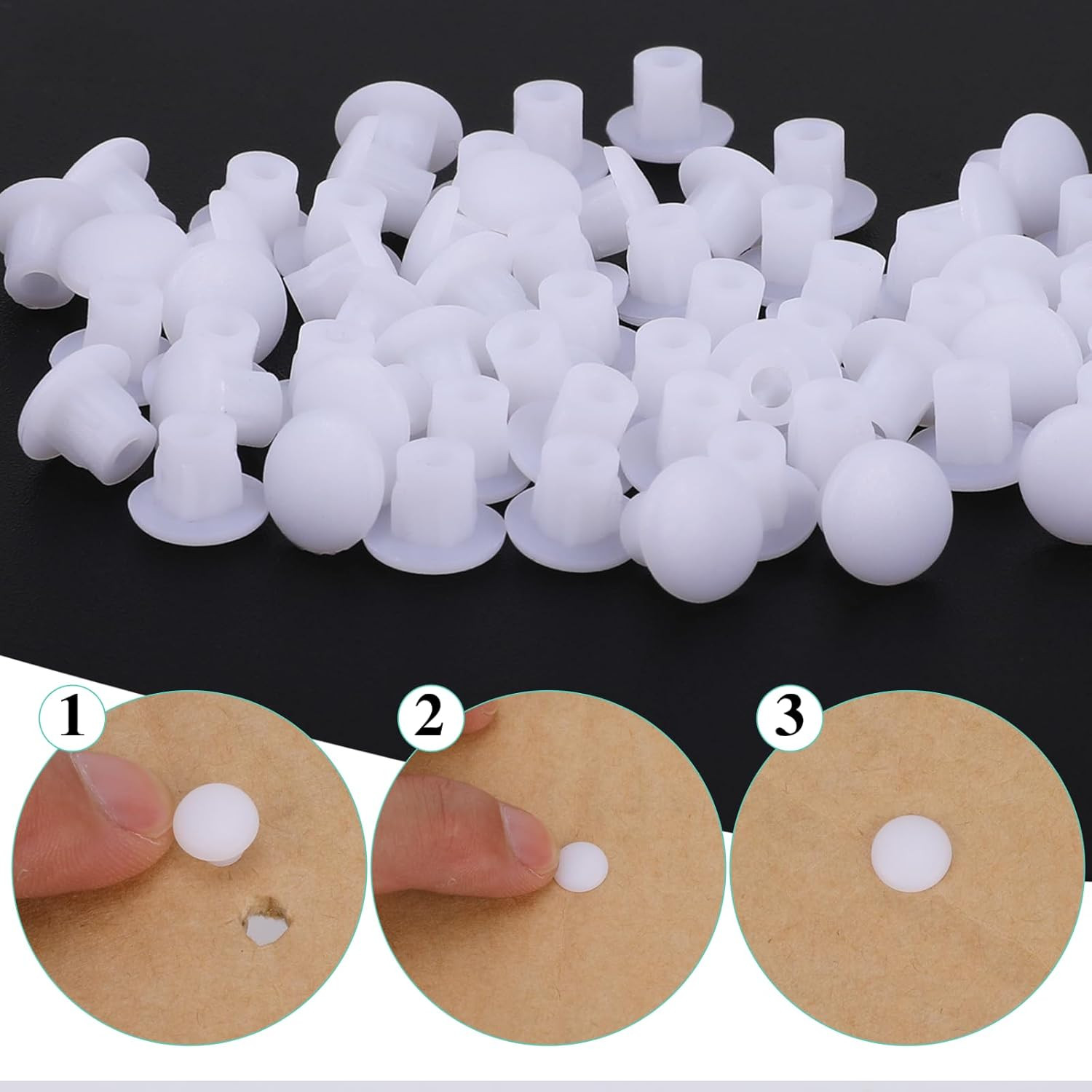 100 Pcs 1/4″(6Mm) Plastic Hole Plugs Screw Caps Cover White Plastic Hole Plugs f