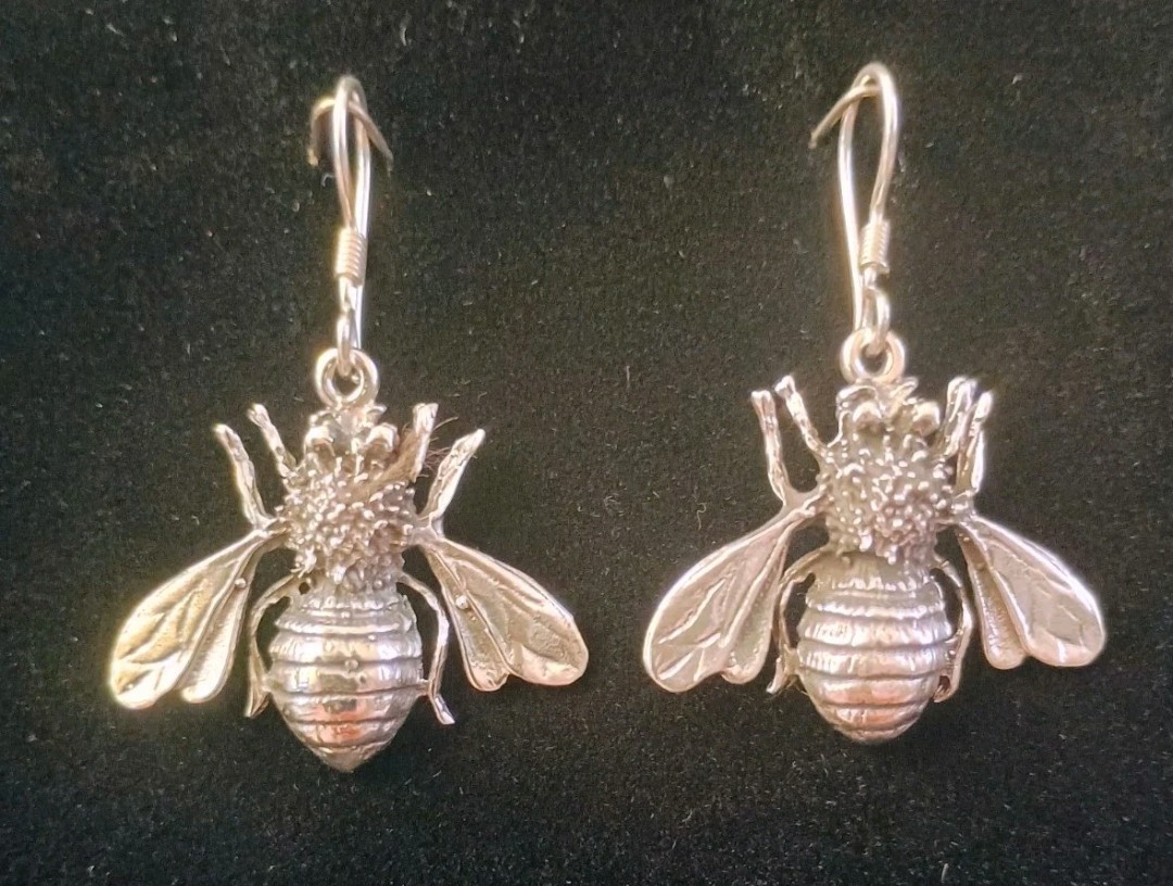 Taxco Bumblebee Honey Bee Insect Dangle Earrings 9.5+g 925 Sterling Silver