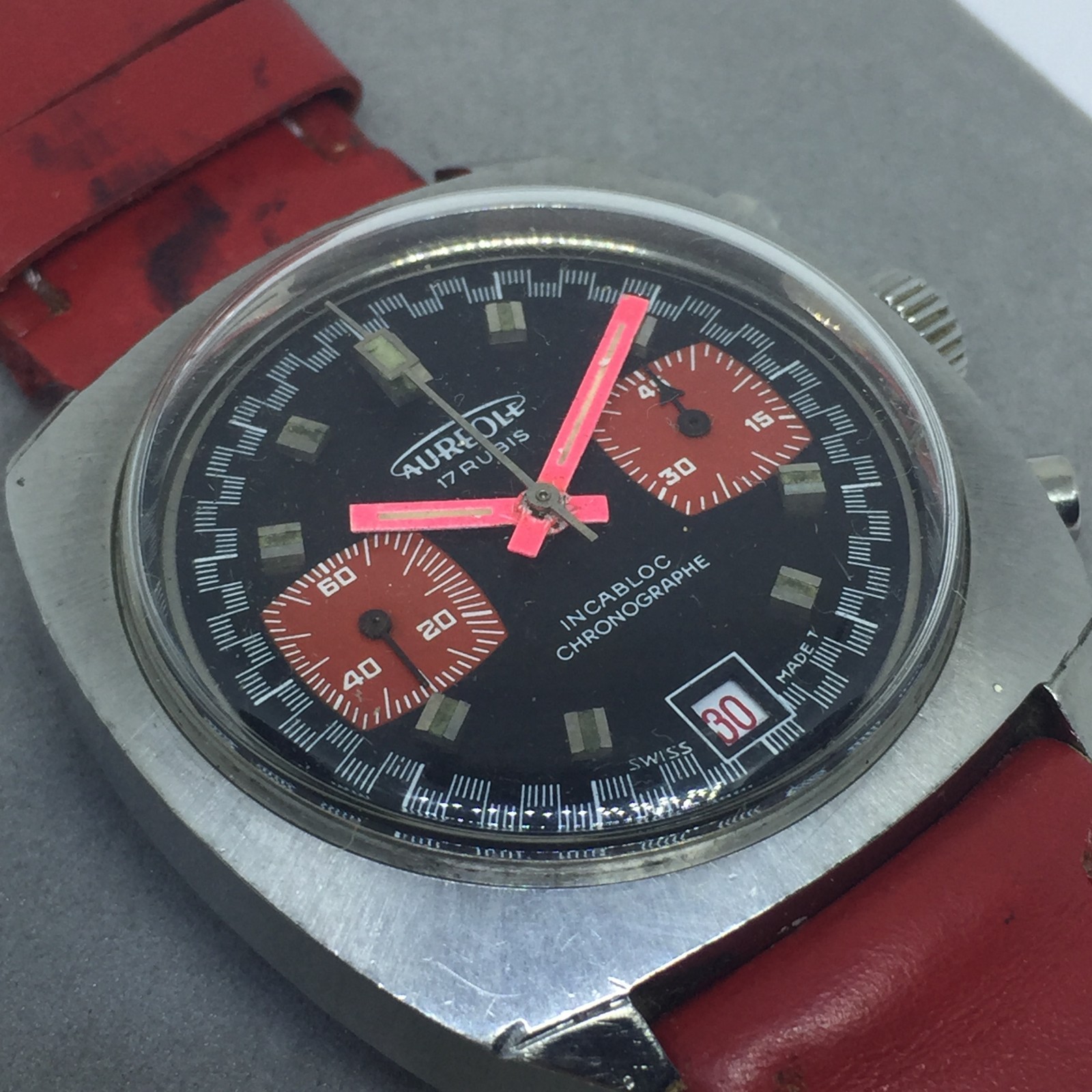 VINTAGE AUREOLE RACING CHRONOGRAPH VALJOUX 7734 38 MM MANUAL WIND