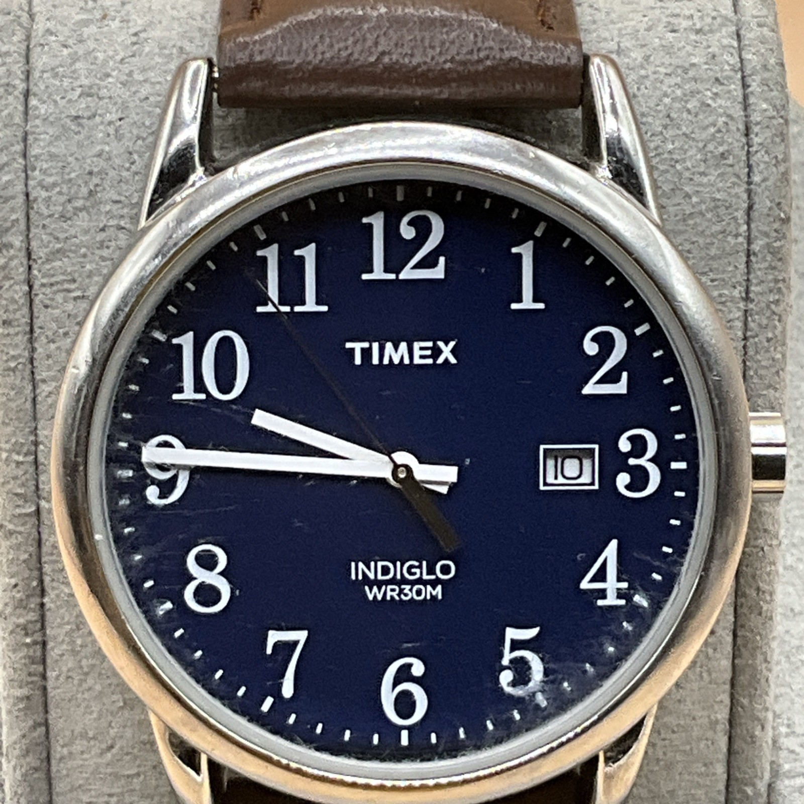 Timex TW2P75900 Men’s Easy Reader 38mm Leather Strap Watch Light-up Tested