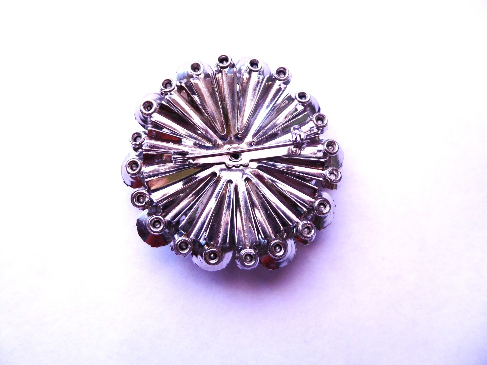 Retro Brooch Art Deco Glass Rhinestones Starburst Lilac Pin Grandma’s Closet