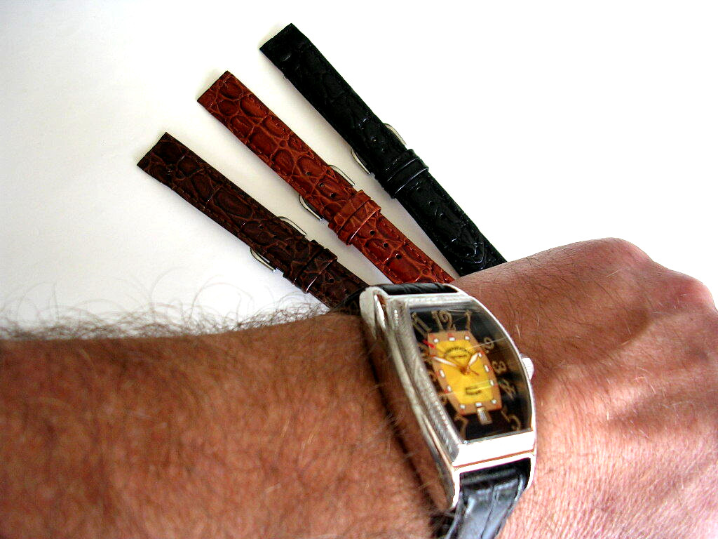 18mm Black Open End Alligator Calf watch band Wire Lugs IW SUISSE 16 17 19 20mm