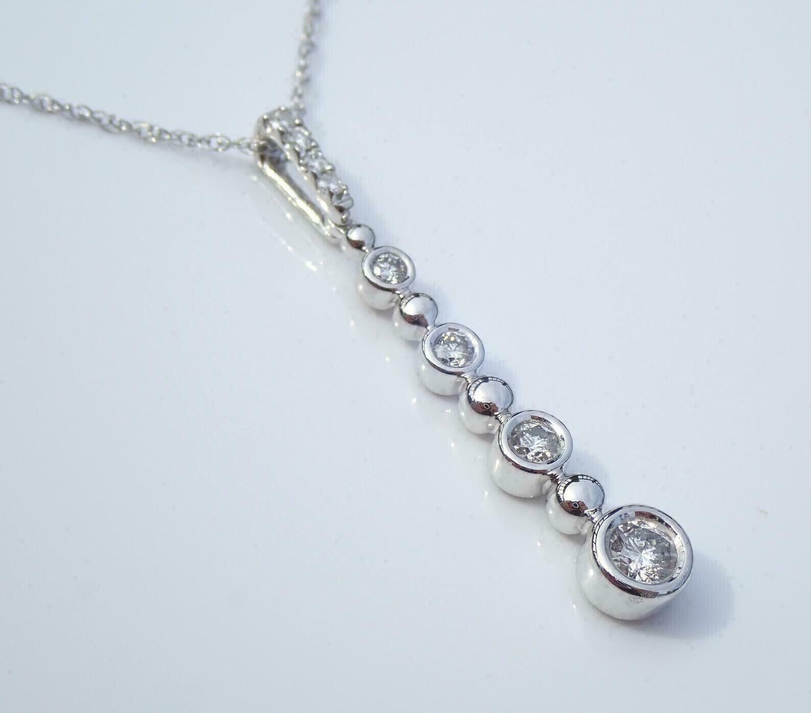Round Cut Simulated Diamond Stunning Women’s Long Pendant 14k White Gold Plated