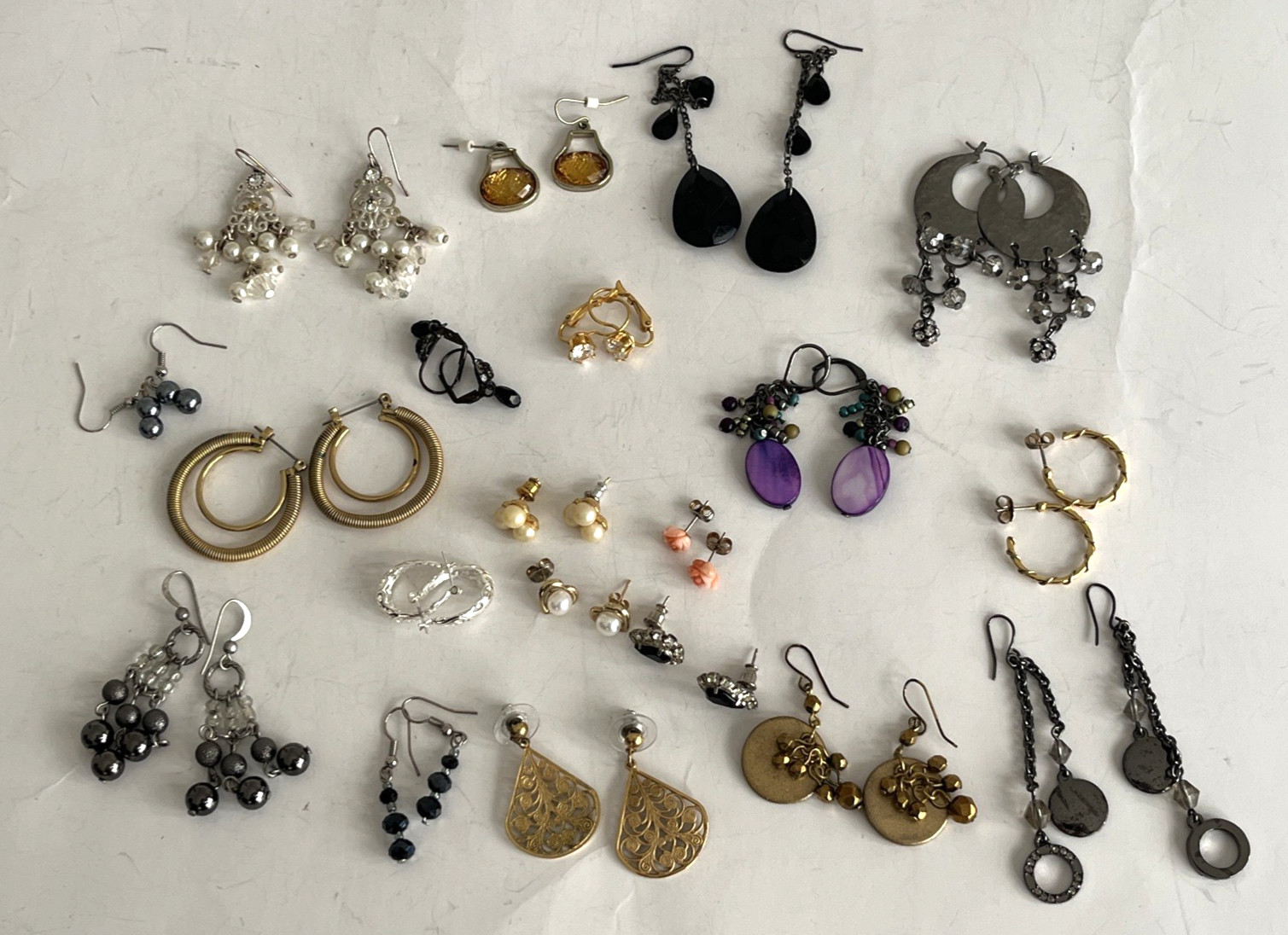 Vintage Costume Jewelry Lot of 20 Earrings Pierced Not Signed