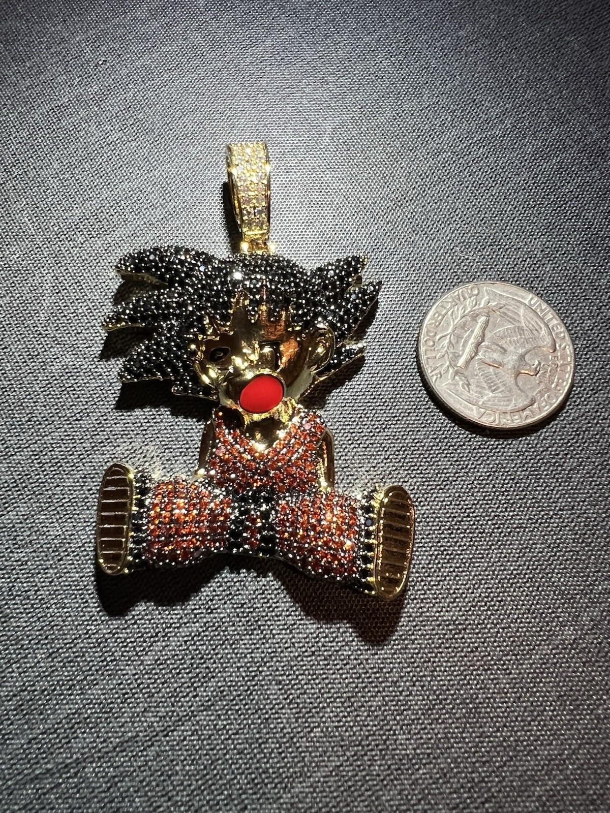 925 gold 14k plated over stainless steel with 5A CZ Iced Out Goku Pendant