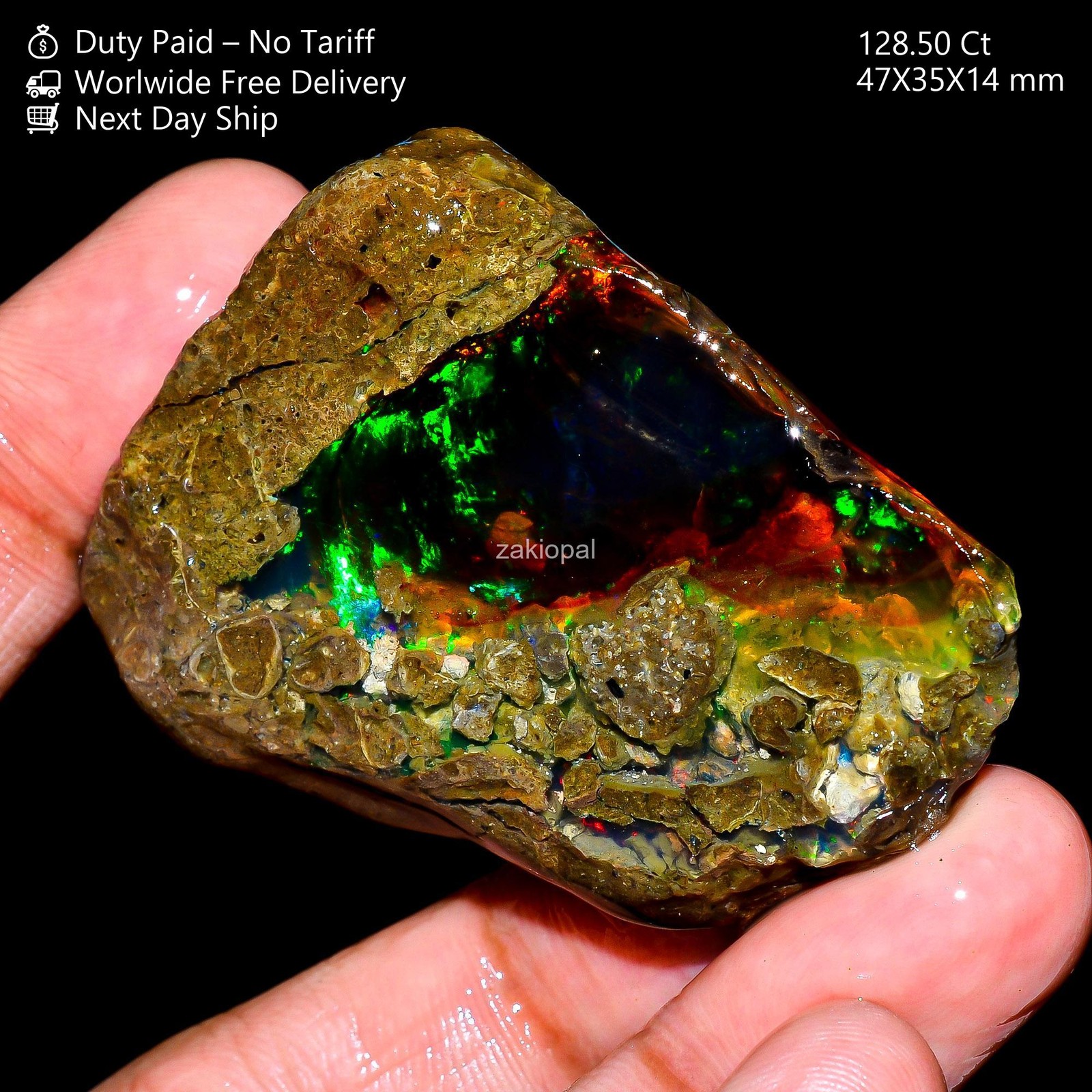 128.50 Cts Natural Ethiopian Multi Fire Oil Opal Supply Rough 47X35X14 mm