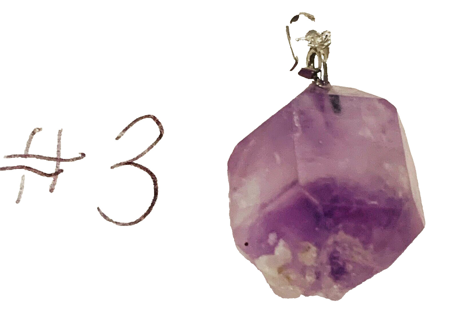NEW Fashion Natural Gemstone Rock Irregular Amethyst Silver Tone Bail & Chain